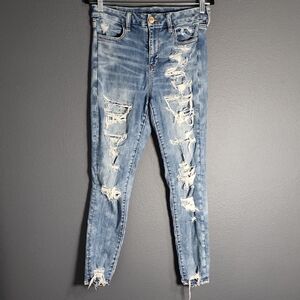 American Eagle Outfitters Distressed Blue Skinny Jeans